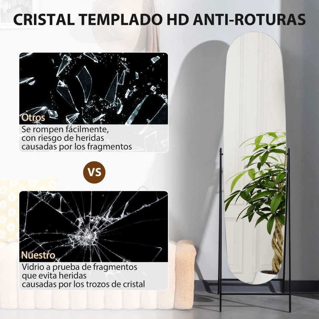 Specchio a Pieno Corpo Arcuato ¨C zephmum ¨C Nero 160x40 cm