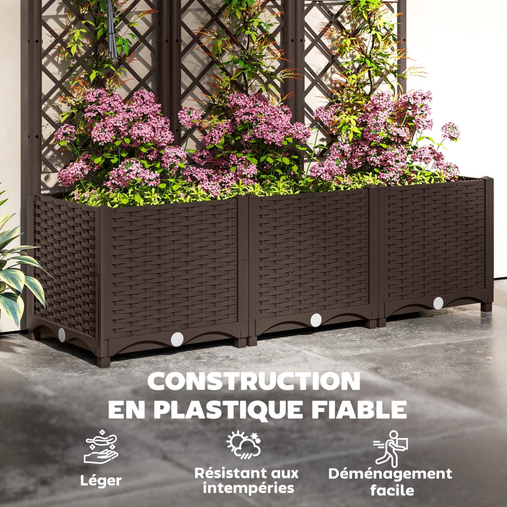 Letto da giardino sopraelevato con fioriera ¨C zephmum ¨C marrone 120x40x135 cm
