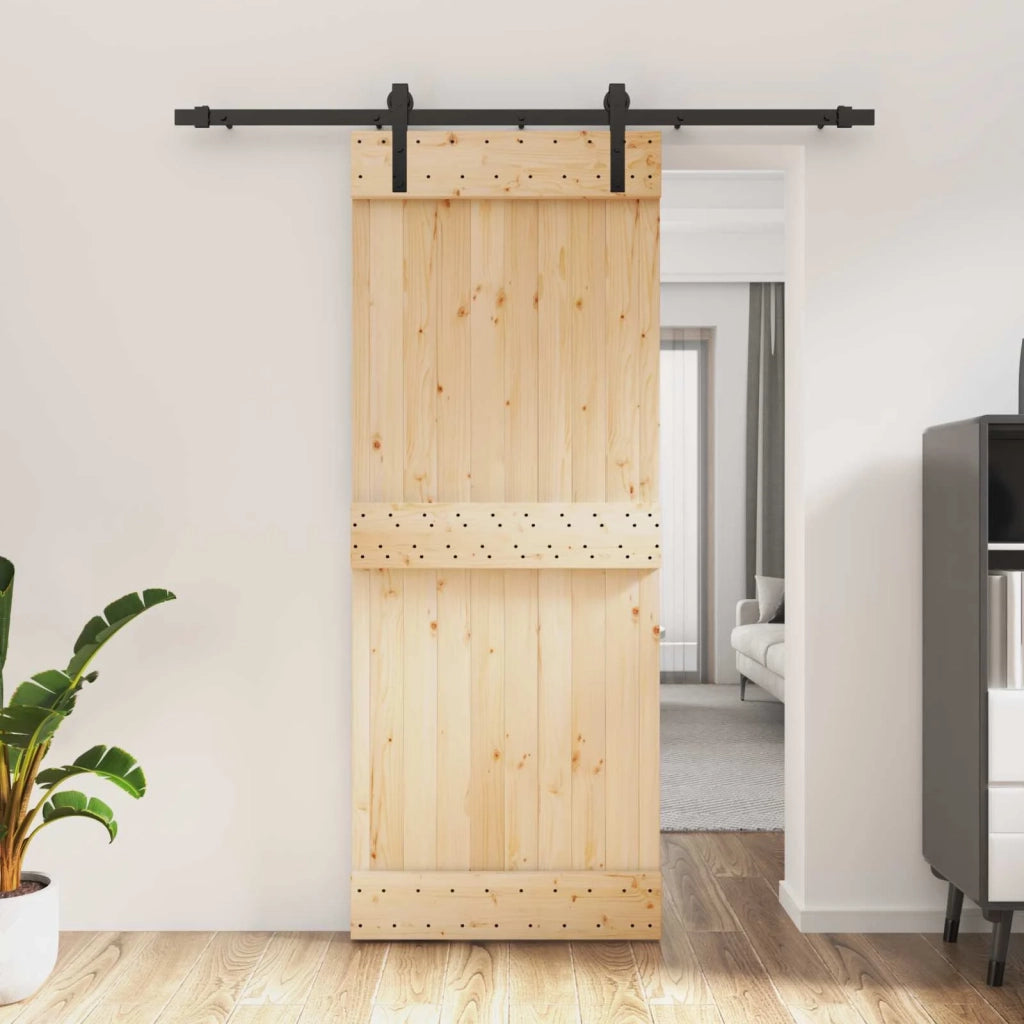 Porta scorrevole Naturale e Nero 80 x 210 cm