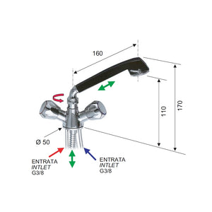 Rubinetto lavello con canna girevole nera - serie 1000-2000