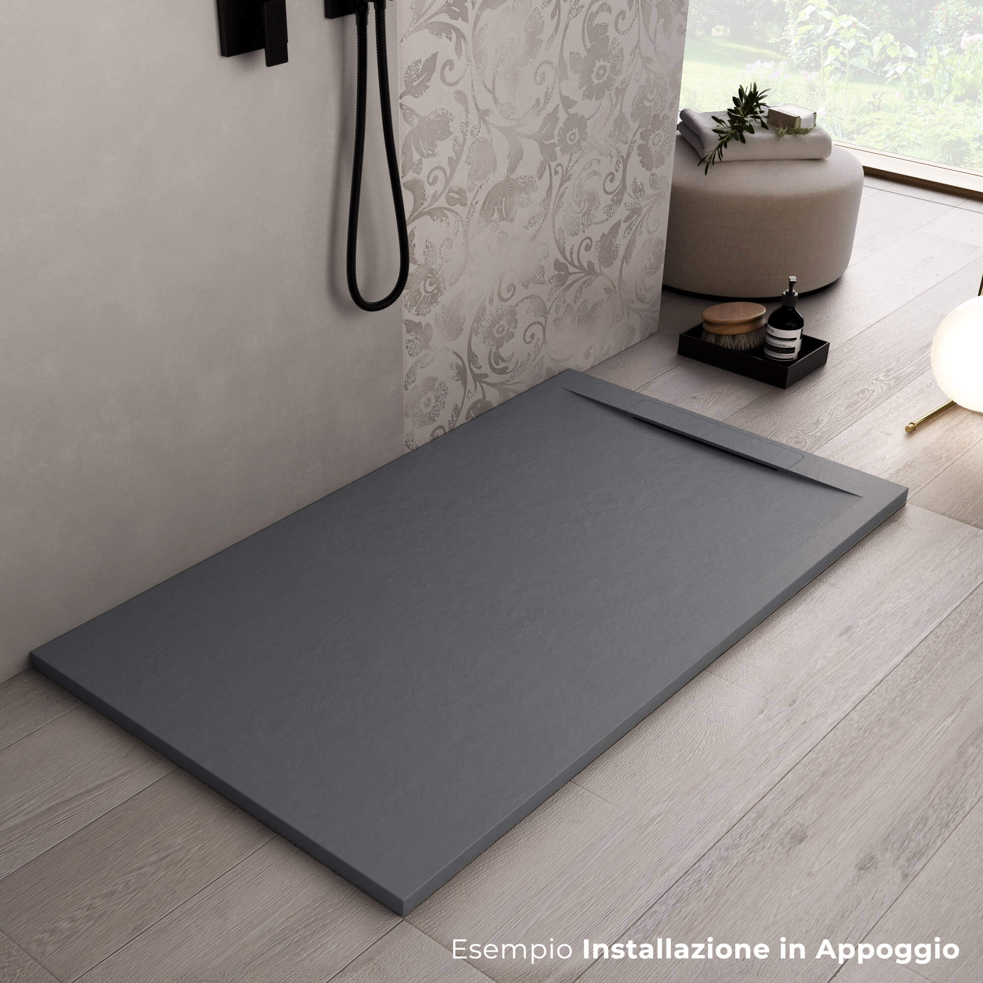 Piatto Doccia in Pietra 70x190 cm Bonussi Ardesia Calcutta Antracite