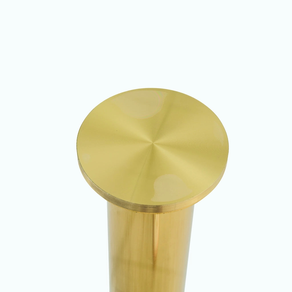Tavolo bar rotondo in vetro temperato trasparente 85 cm; base in metallo dorato