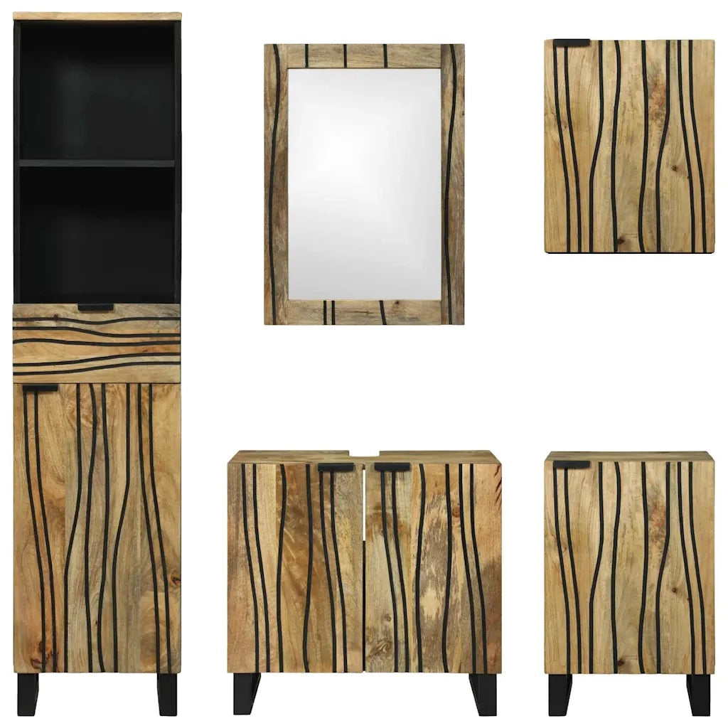 Set di mobili per il bagno 5 pcs Marrone Legno multistrato 3310045
