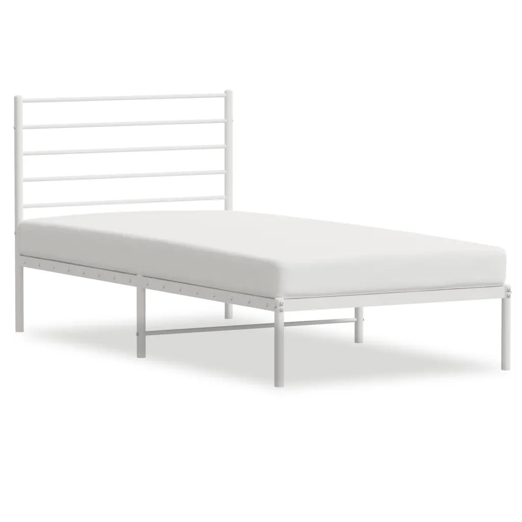 Giroletto con Testiera-Struttura Letto con testiera Metallo Bianco 107x203 cm 475296