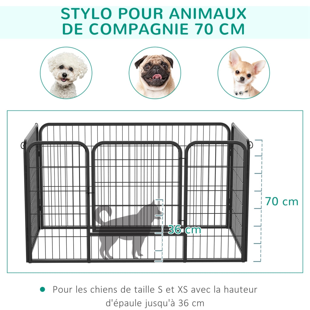 Recinto modulare per cani e piccoli animali ¨C Xylo ¨C acciaio nero 125x70 cm 4 pannelli