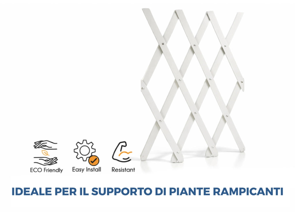 Traliccio Estensibile In PVC Per Piante Rampicanti Recinzione Giardino Balcone - 100x300 - Bianco