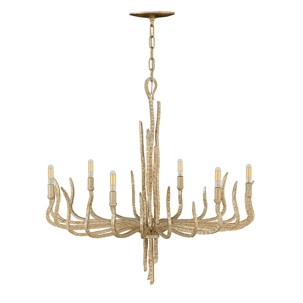 Lampadario Industrial Nordico Spyre Acciaio Oro Champagne 6 Luci E14