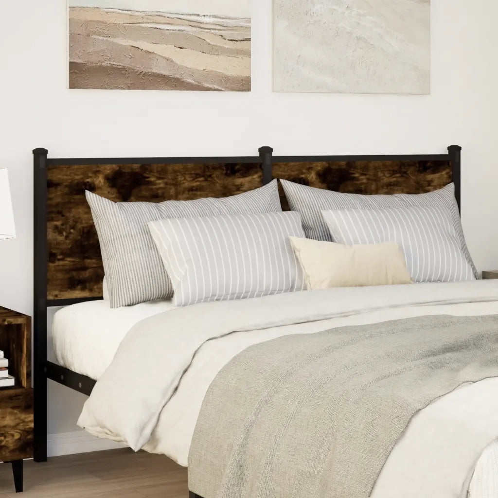 Testiera Rovere Fumo 140 cm in Legno Multistrato e Acciaio