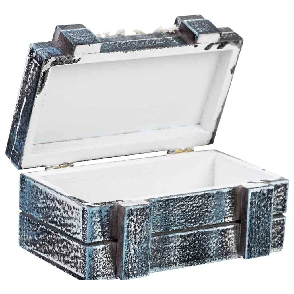 Scatola decorativa in legno blu 13x9x7h cm