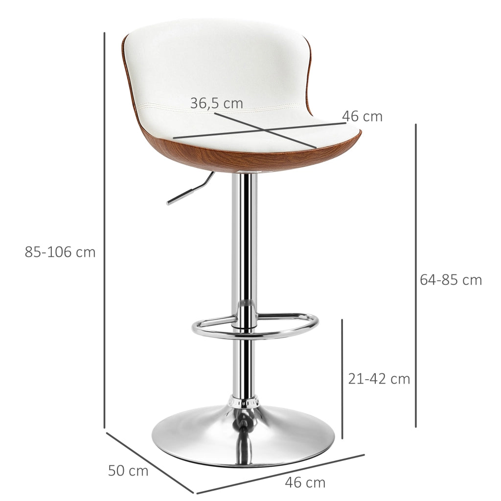 Set di 2 sgabelli da bar ¨C zephmum ¨C regolabile in altezza, rotante, struttura in metallo, crema bianco