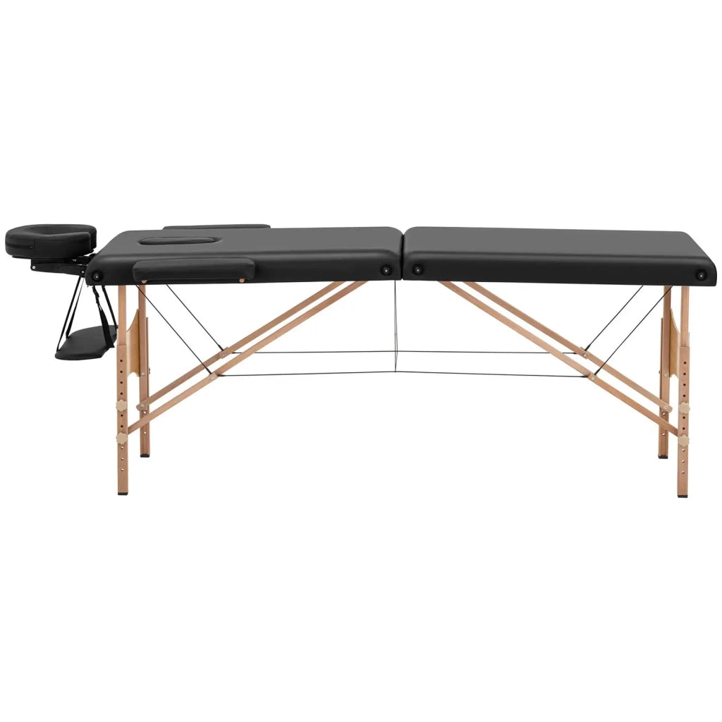 Lettino da massaggio pieghevole 2 sezioni 185 x 70 x 62 x 86 cm 220 kg legno di faggio nero 14_0009992