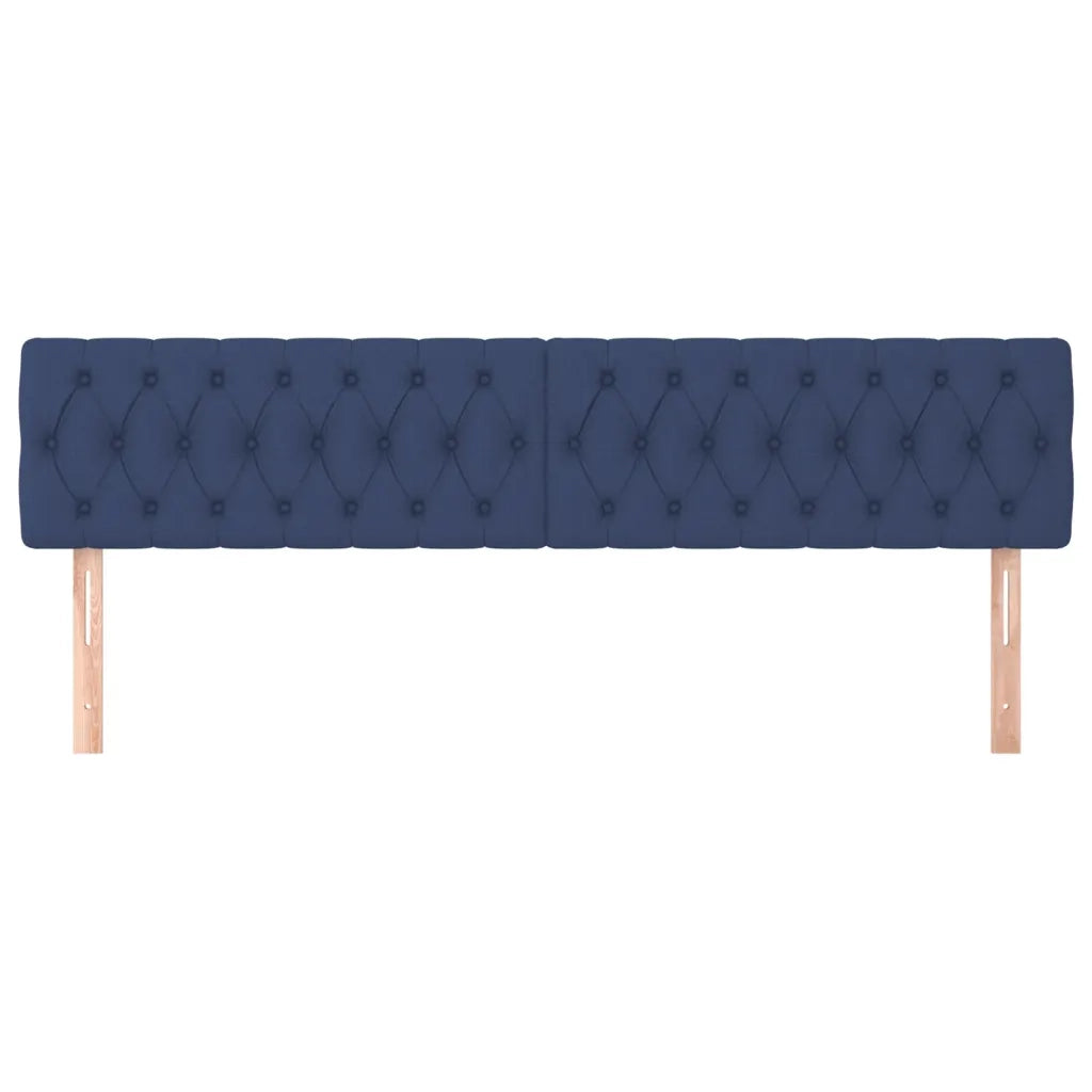 Testiera 2 pz-Set di 2 Testata-Testiera Decorativa Blu 90 x 7 x 78/88 cm in Tessuto
