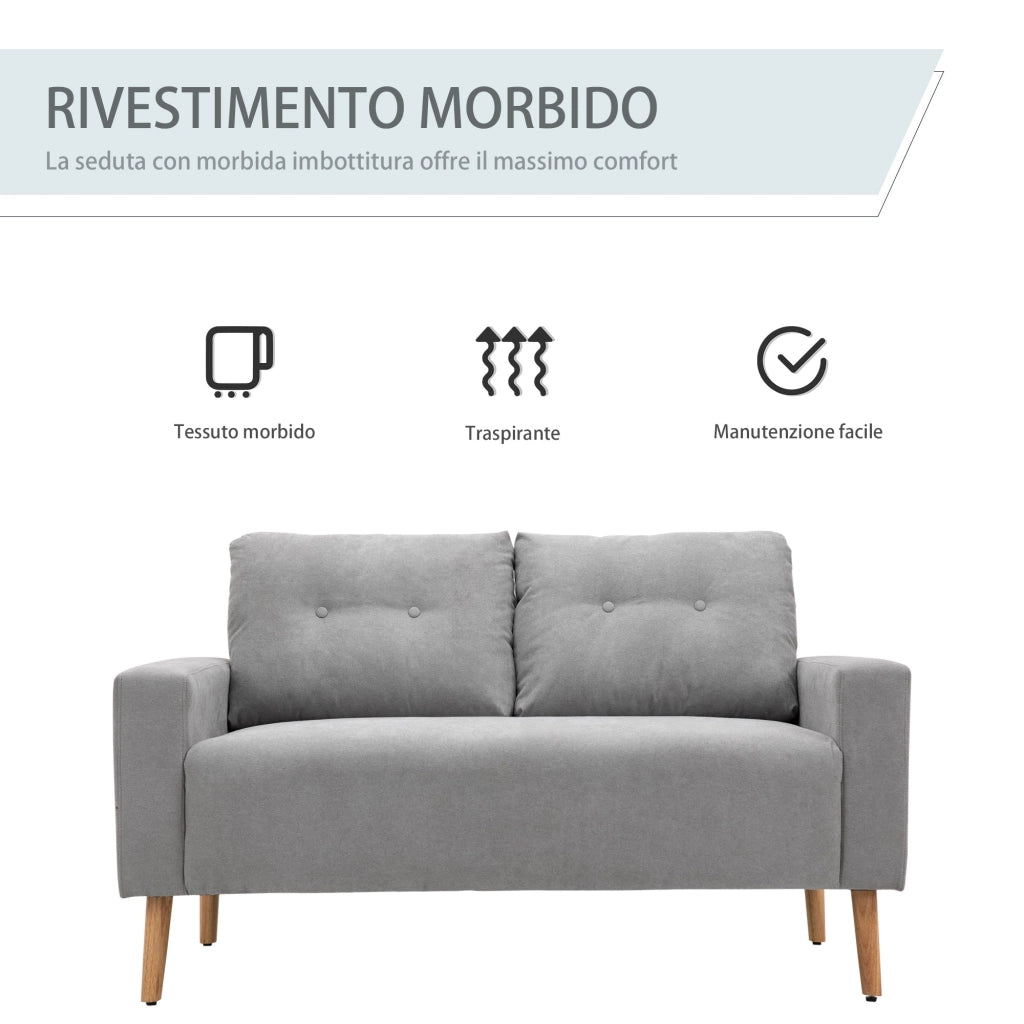 Divano 2 Posti in Tessuto 15x76x88 cm  Grigio
