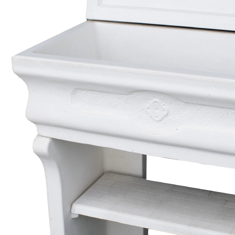 Pilozza lavabo bianca serie romantica cemento calcestruzzo 90 x 50 x h.28 cm