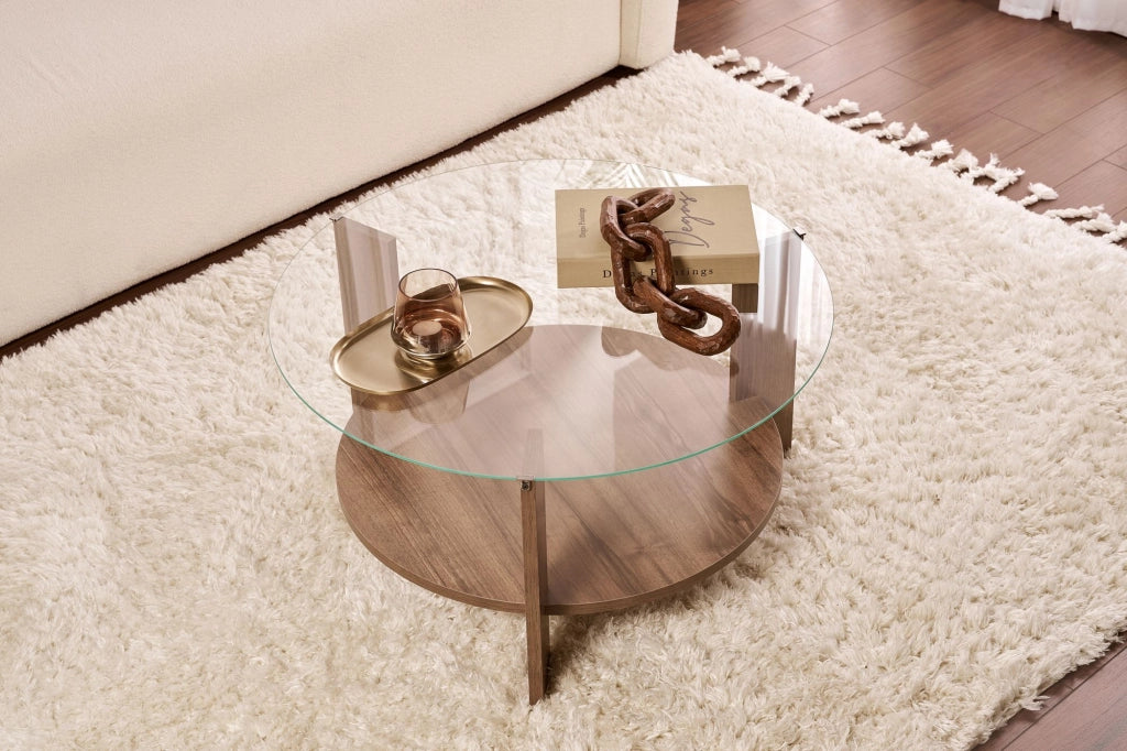 Tavolino in legno "Clara" - 75 x 75 x 40 cm - NoceTrasparente