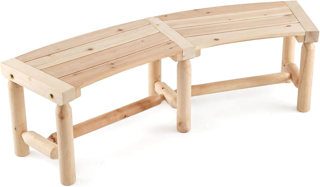 Panchina da Esterno in Legno per 2-3 Persone, Portata 325 kg, Panca Curva con Sedile Ampio e a Doghe, Panchina da Balcone, Giardino e Cortile (Marrone)