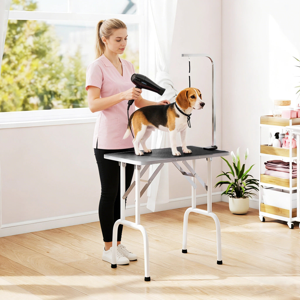 Tavolo da toeletta per cani pieghevole ¨C zephmum ¨C 81x48.5x80 cm nero