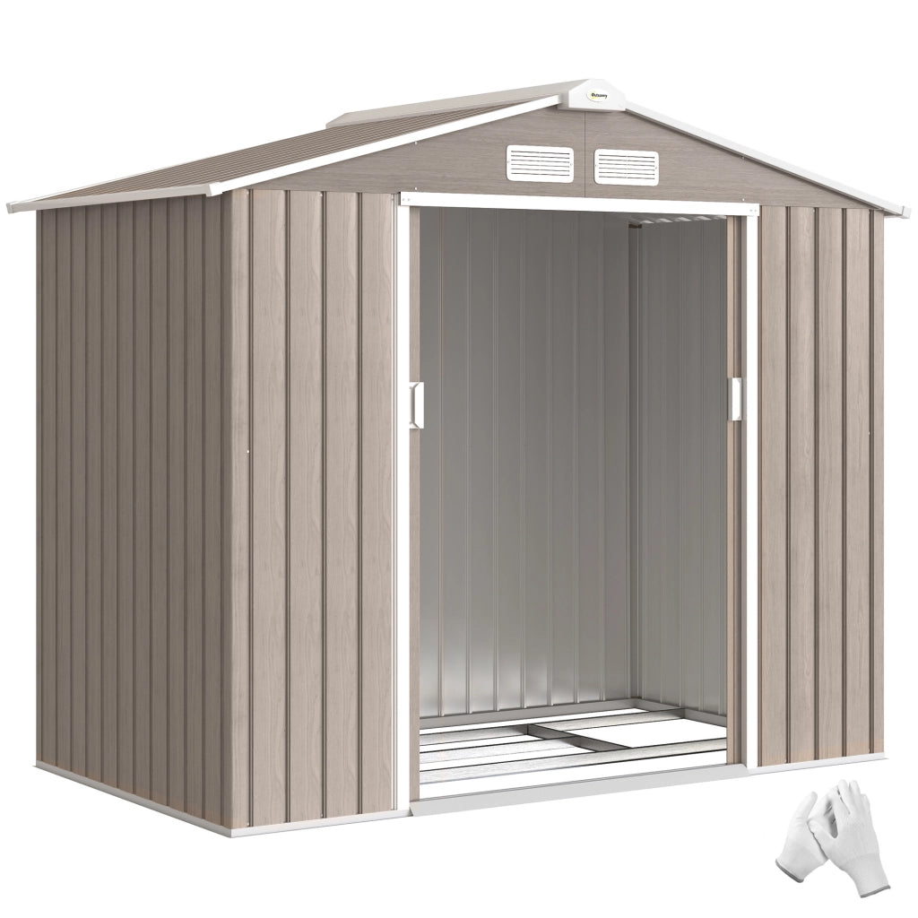 Casetta da Giardino in Metallo ¨C zephmum ¨C Marrone Chiaro 210x130cm