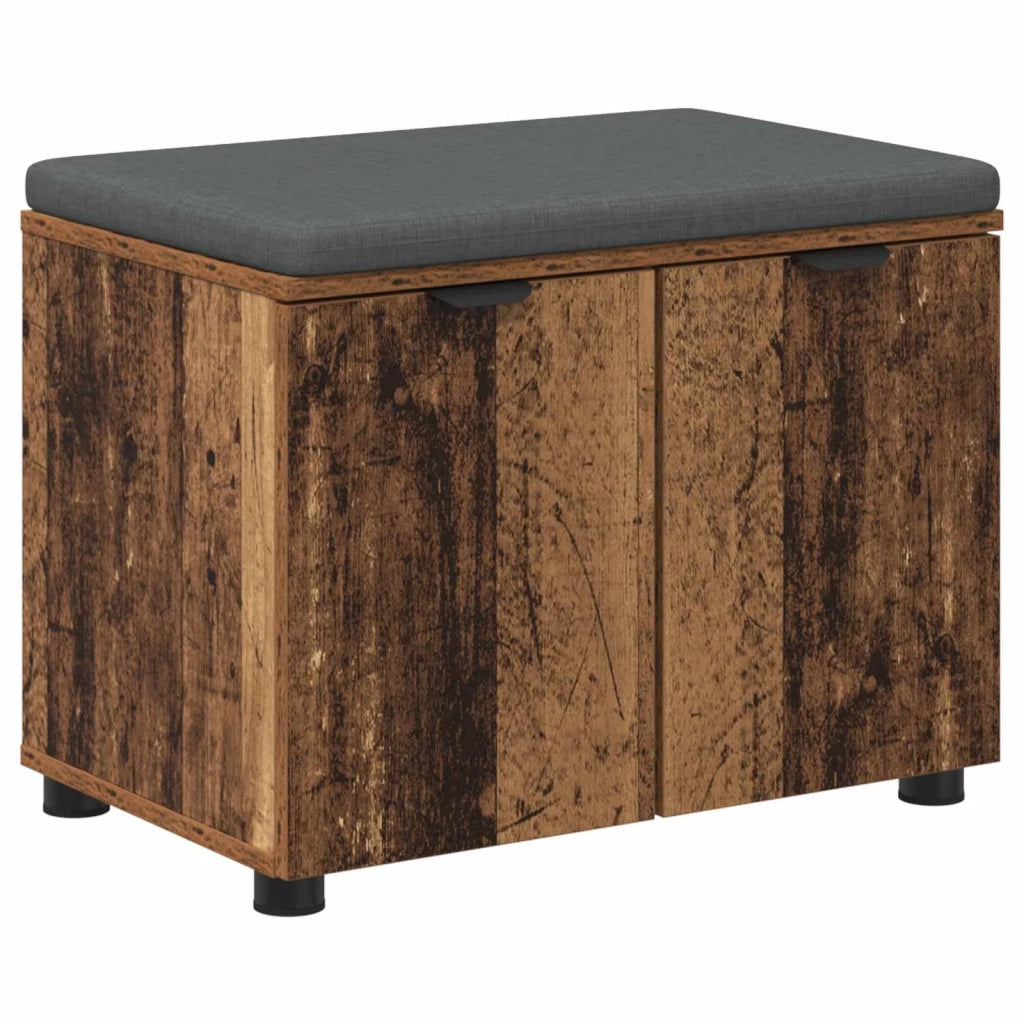 Panca per ingresso con cuscino Legno vecchio 60 x 38 x 46 cm 891478