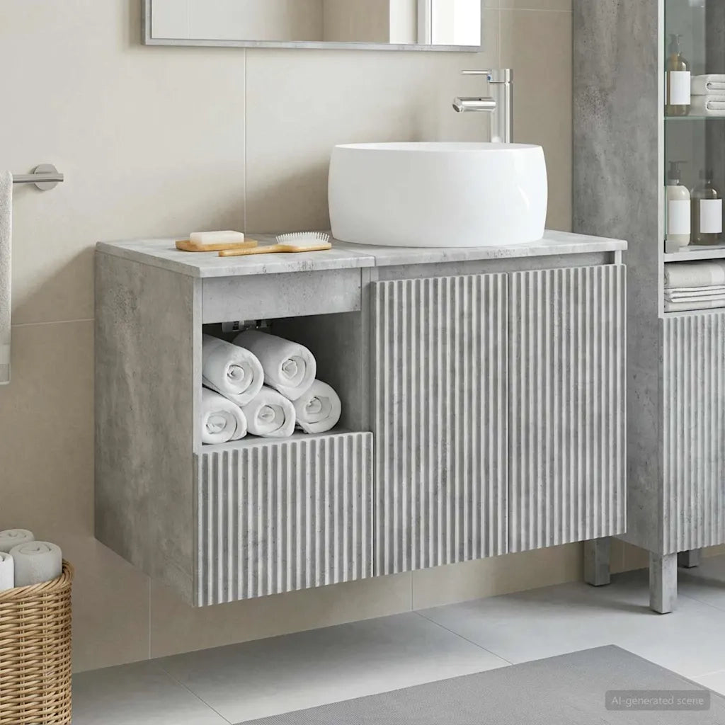 Set di mobili per il bagno 2 pz Grigio Cemento 3404097