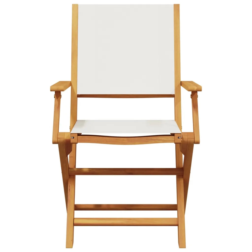 Sedie da Giardino Pieghevoli 4pz Bianco Crema Tessuto e Legno 3214574