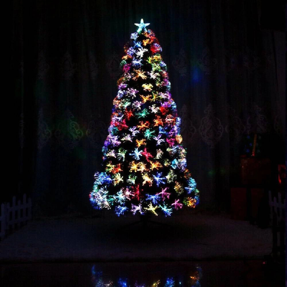Trade Shop - Albero Di Natale In Fibra Ottica 60cm Verde Multicolori Con Punta Stella A Led -