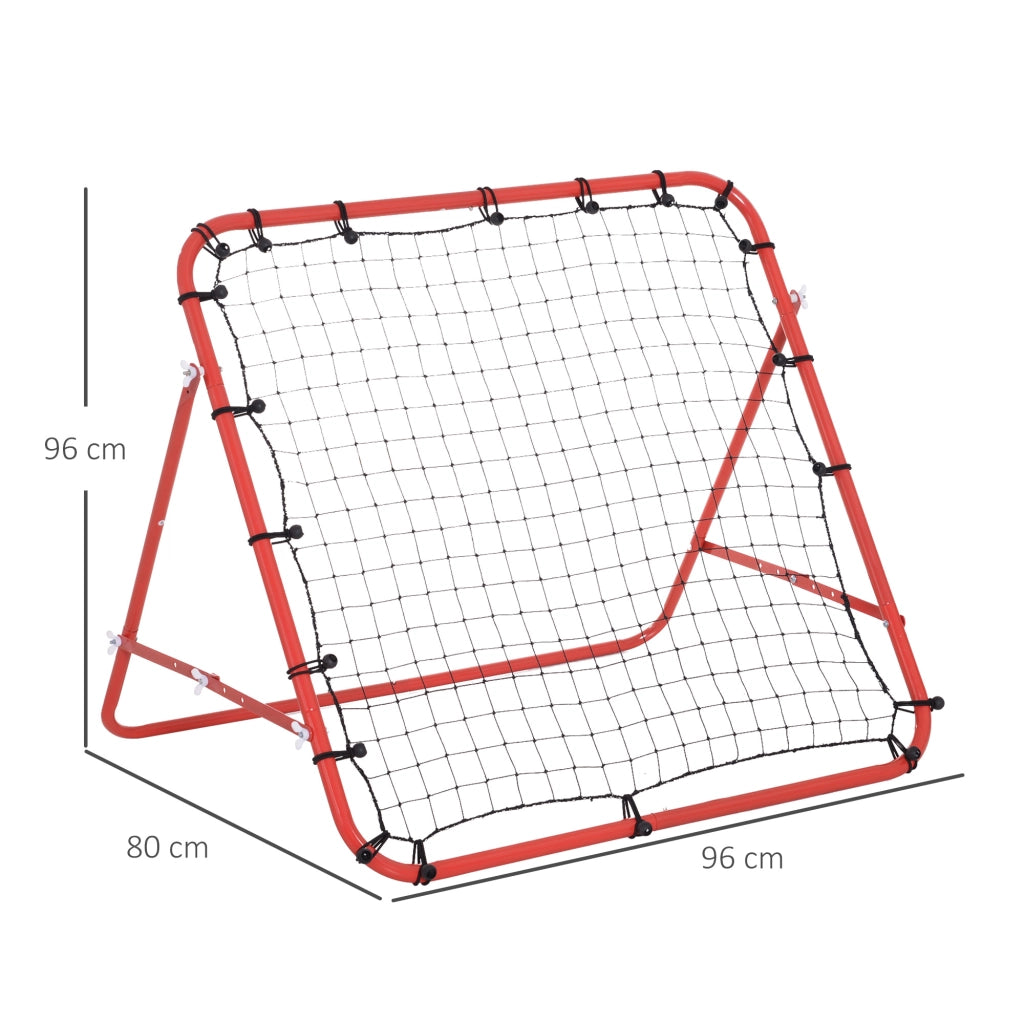 Rebounder per allenamento calcio 96 x 80 x 96 cm, angolo regolabile, rosso, struttura pieghevole