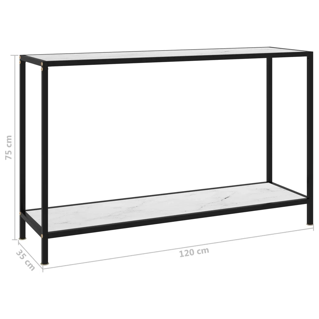 Tavolo Consolle | Tavolo d'Ingresso Bianco 120x35x75 cm in Vetro Temperato
