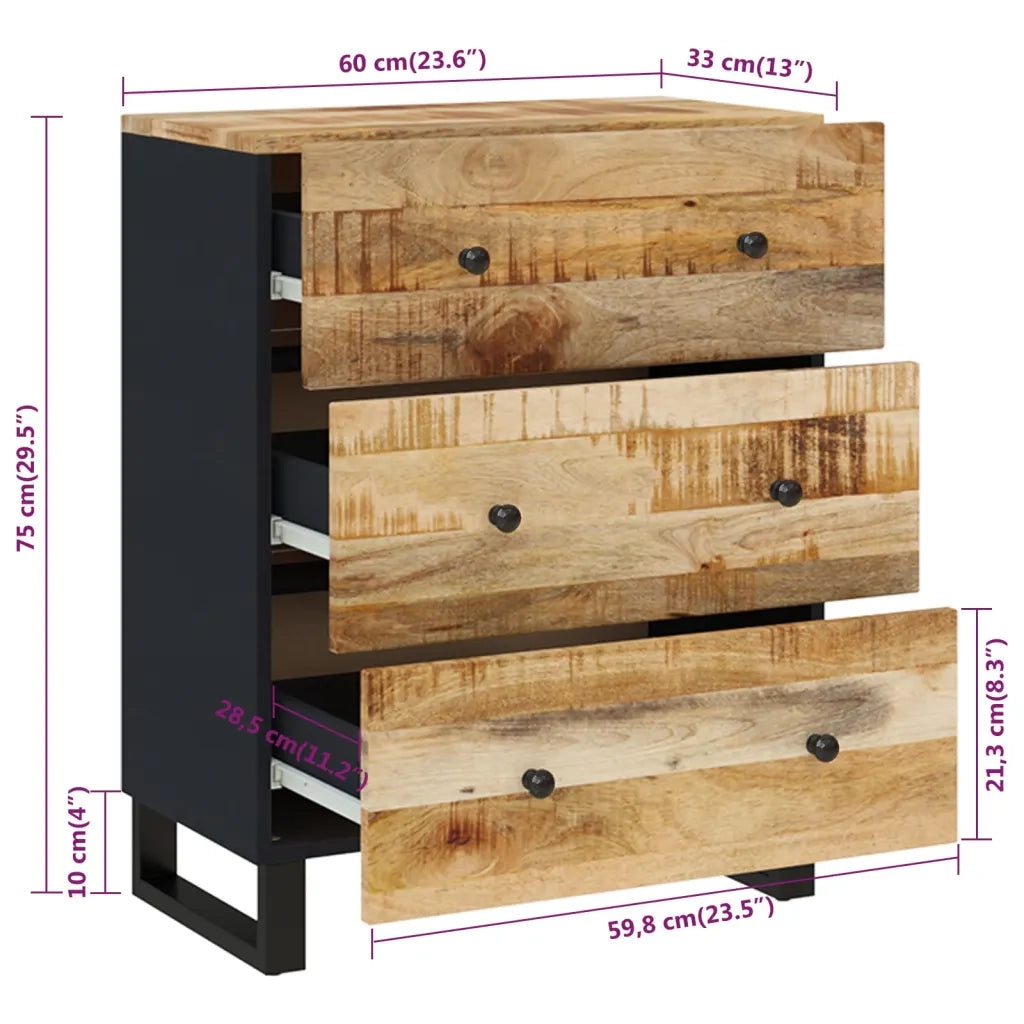 Credenza 60x33x75 cm in Legno Massello di Mango 345229