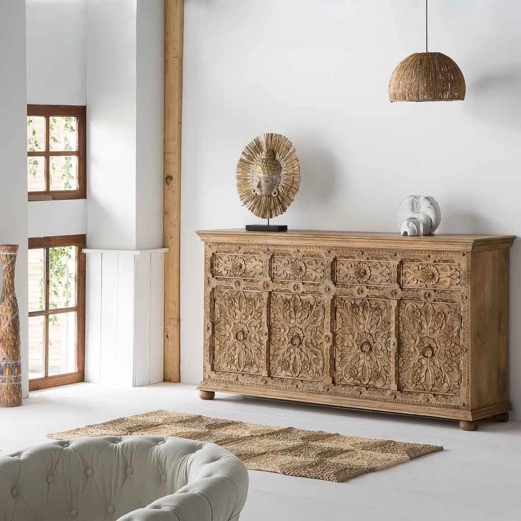 Credenza in legno artigianale marrone 180x45x96