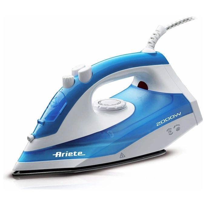 Ariete 6234 Steam Iron - Ferro da stiro con piastra in teflon - Colpo vapore 140 gr/min - Serbatoio 250 ml - 2000 W - Bianco e Azzurro