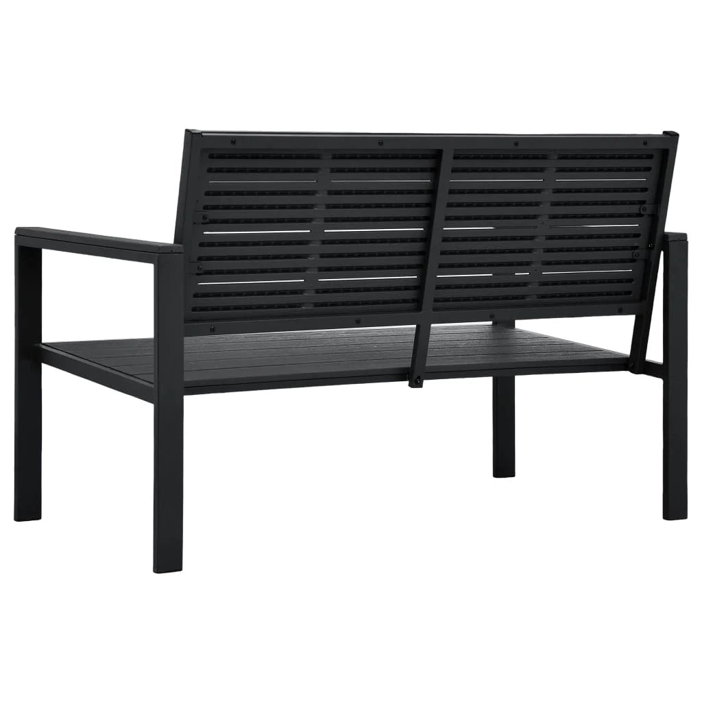 Panca da giardino mobili da esterno terrazza 120 cm HDPE nero effetto legno 02_0011206