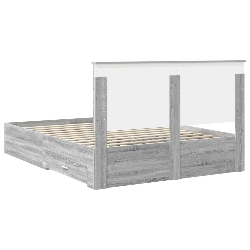 Struttura del letto con testiera Grigio Sonoma 150 x 200 cm