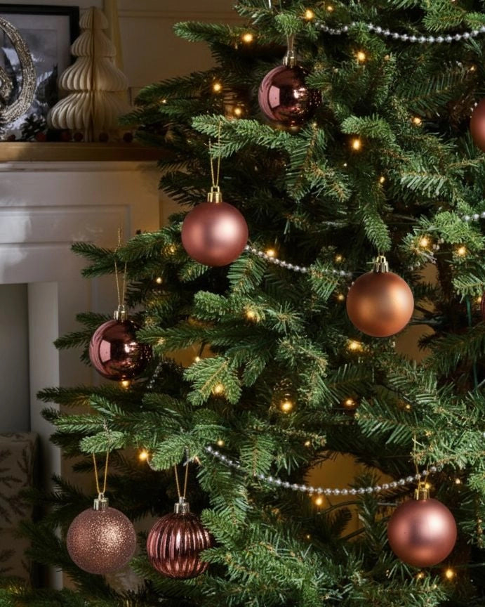 Set di 60 palline di Natale in plastica Decorazioni natalizie da appendere Albero di Natale Stile moderno Marrone