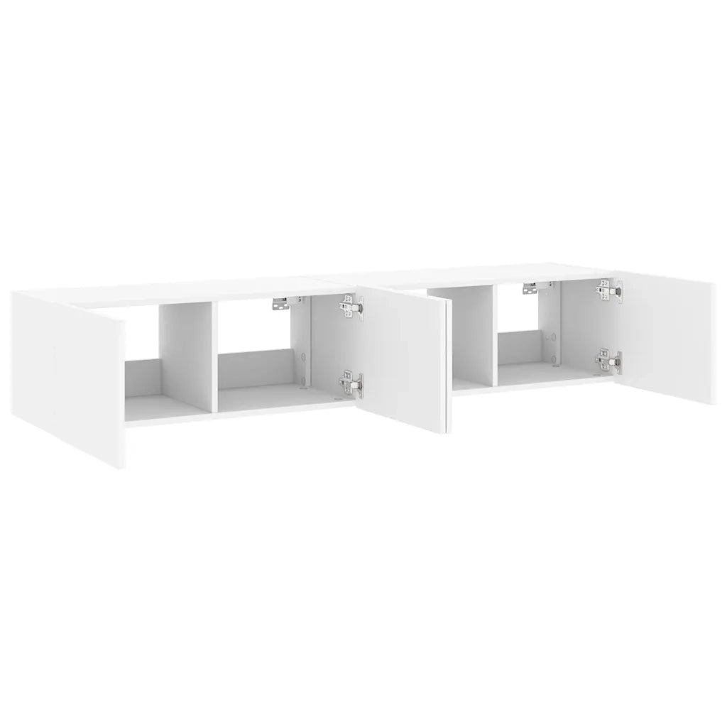 Mobili TV a Parete con Luci LED 2pz-Credenza TV-Console TV Bianchi 80x35x31 cm