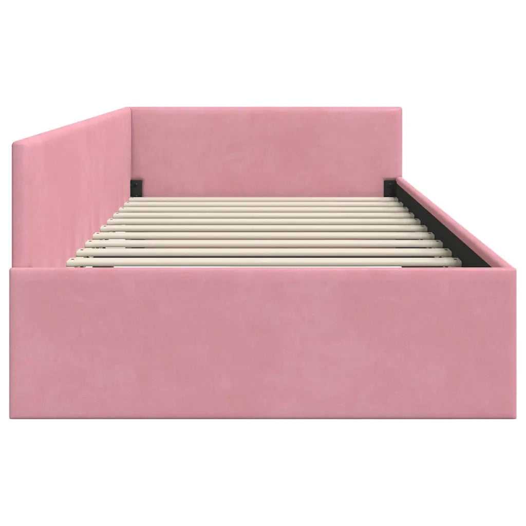 vidaXL Cornice del letto ad angolo Altro con testiera Rosa 90 x 200 cm