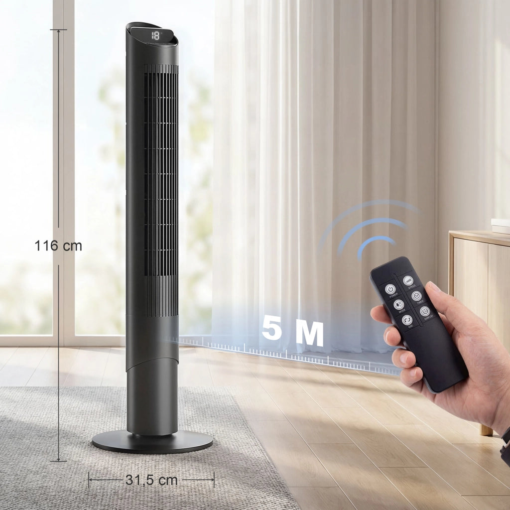 Ventilatore da terra con telecomando e WiFi ¨C zephmum ¨C 116 cm 6 velocita 4 modalita