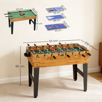 Tavolo da Gioco 13 in 1 con Calciobalilla Ping Pong Air Hockey Biliardo Scacchi e Altri Noce