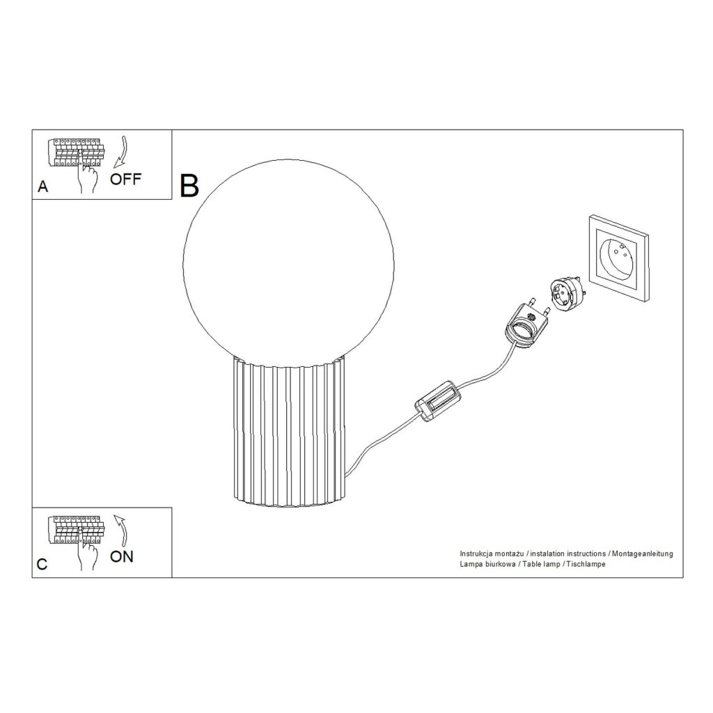 Lampada da tavolo moderna pesca, globo vetro G9 8W SFERA