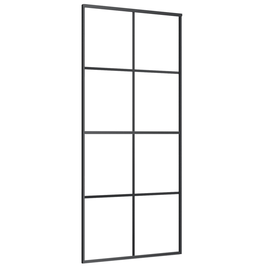 Porta Scorrevole in Vetro ESG e Alluminio 90x205 cm Nera