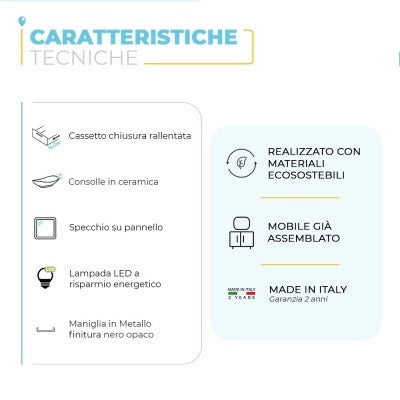 Mobile bagno sospeso 100 cm Smart olmo/lava con specchio