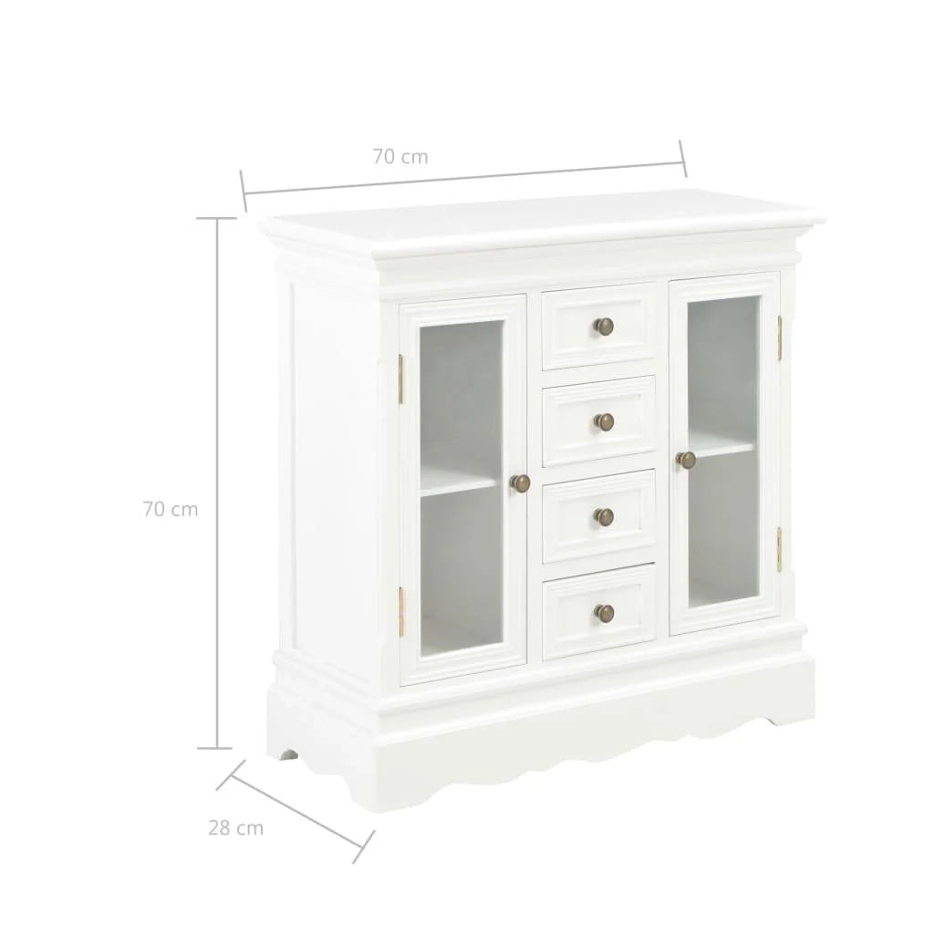 Credenza bianca mobiletto consolle mobile contenitore 70 cm legno massello di pino 4402057