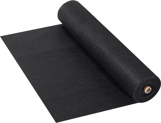 Geotessuto non tessuto, 6x3000 cm, 8 oz - Barriera contro le erbacce durevole - per impianti di concimazione e infiltrazioni - nero