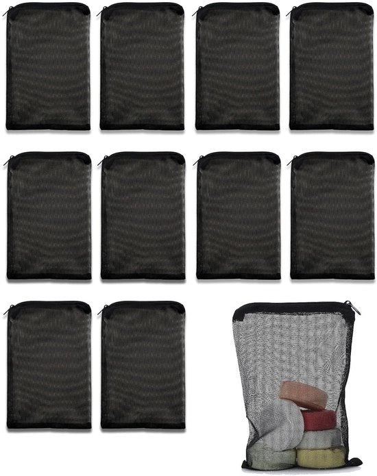 Set di filtri per acquario 20x15 cm - Sacchetto di filtro con chiusura a cerniera - Sacchetto di attivato carbonio riutilizzabile - Tessuto di seta fine - Set da 10 - Nylon ecologico - Set di media di filtro