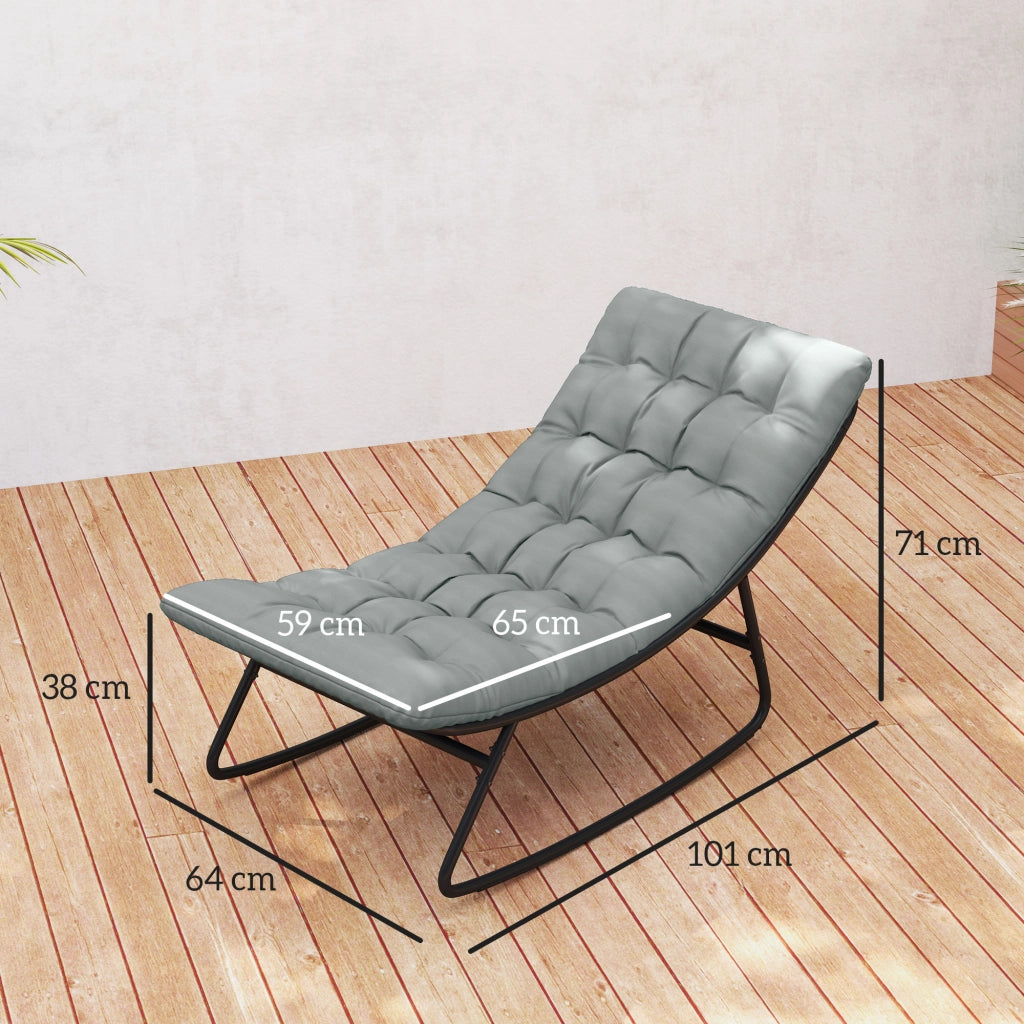 Set 2 poltrone a dondolo da giardino ¨C Xylo ¨C tessuto textilene grigio con cuscini