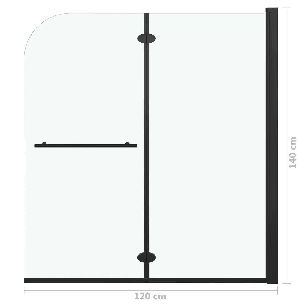 Box Doccia Pieghevole a Libro 2 Pannelli in ESG 120x140 cm Nero CFW6975463