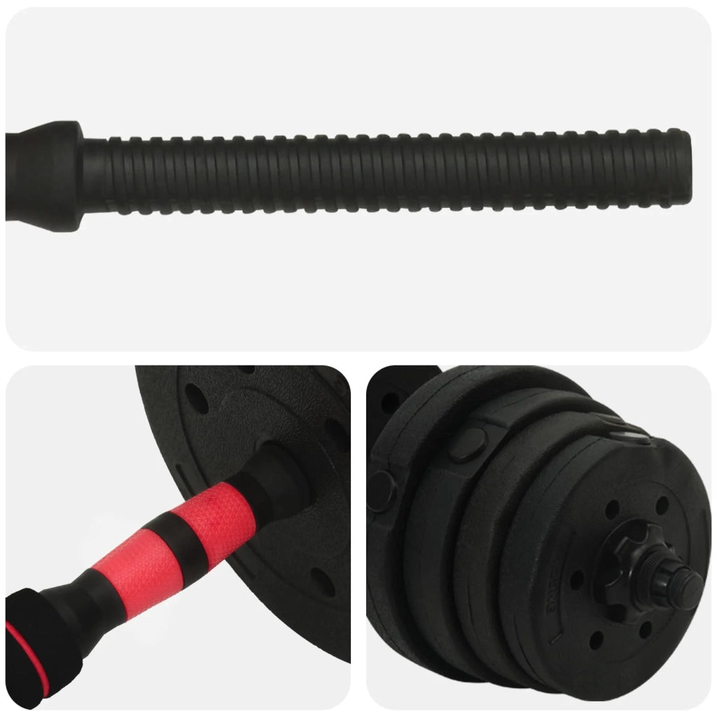 Set Manubri e Bilanciere 2-in-1 30 kg Nero e Rosso CFW8473130
