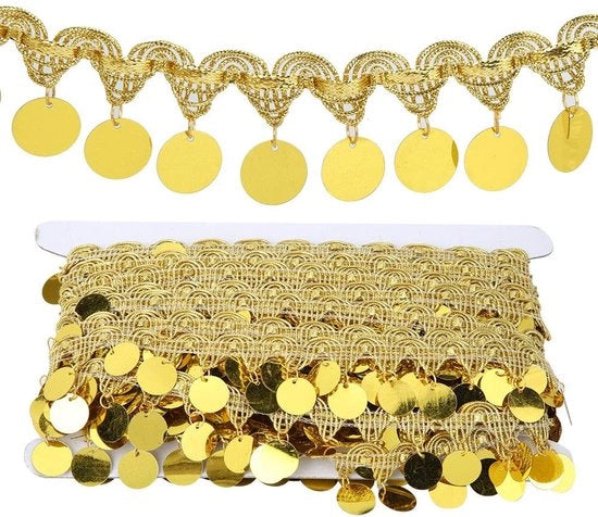 Tessuto per il ventre 10 metri - Tessuto elegante a coni - Accessorio da ballo - Suono spettacolare - Ideale per l'allenamento - Perfeziona la tecnica di ballo - Cintura per ballo del ventre