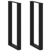 Set di 2 gambe per tavolo da bar a forma di U dimensioni 50 x 100 cm con piedini regolabili design moderno in acciaio nero 02_0057472