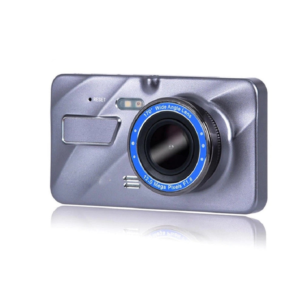 Trade Shop - Mini Dvr Telecamera Videoregistratore Per Auto 2 Telecamere Super Hd Display 4" -